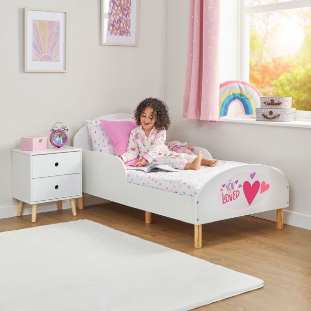 Liberty House Toys Kids White Toddler Bed - You Are Loved - Size: Cot Bed - image 1