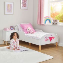 Liberty House Toys Kids White Toddler Bed - You Are Loved - Size: Cot Bed - thumbnail 2
