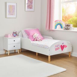 Liberty House Toys Kids White Toddler Bed - You Are Loved - Size: Cot Bed - thumbnail 3