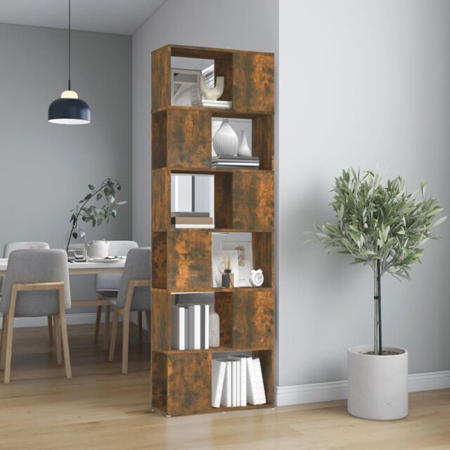 Berkfield Home Book Cabinet/Room Divider Smoked Oak 60x24x186 cm in Brown - Size: 60 x 24 x 186 cm - image 1