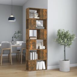 Berkfield Home Book Cabinet/Room Divider Smoked Oak 60x24x186 cm in Brown - Size: 60 x 24 x 186 cm - thumbnail 1