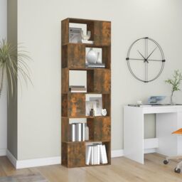 Berkfield Home Book Cabinet/Room Divider Smoked Oak 60x24x186 cm in Brown - Size: 60 x 24 x 186 cm - thumbnail 3