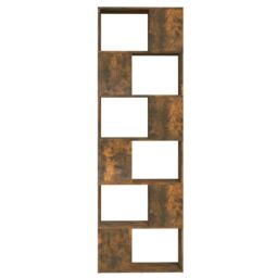 Berkfield Home Book Cabinet/Room Divider Smoked Oak 60x24x186 cm in Brown - Size: 60 x 24 x 186 cm - thumbnail 5