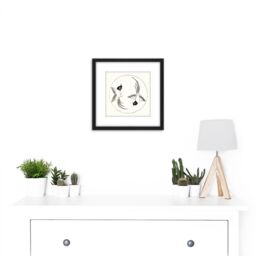 Artery8 Tomoki Rawpixel Birds Butterfly Japan Woodblock Illustration 8X8 Inch Square Wooden Framed Wall Art Print Picture with Mount in Black - thumbnail 2