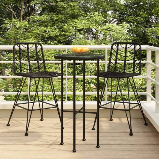 Berkfield Home Bar Stools 2 pcs Black 45x56x103.5 cm PE Rattan & Steel - image 1