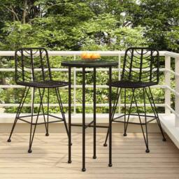 Berkfield Home Bar Stools 2 pcs Black 45x56x103.5 cm PE Rattan & Steel