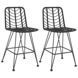 Berkfield Home Bar Stools 2 pcs Black 45x56x103.5 cm PE Rattan & Steel - thumbnail 2