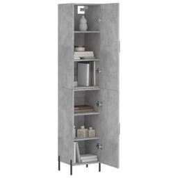 Berkfield Home Highboard Concrete Grey 34.5x34x180 cm Engineered Wood - thumbnail 3