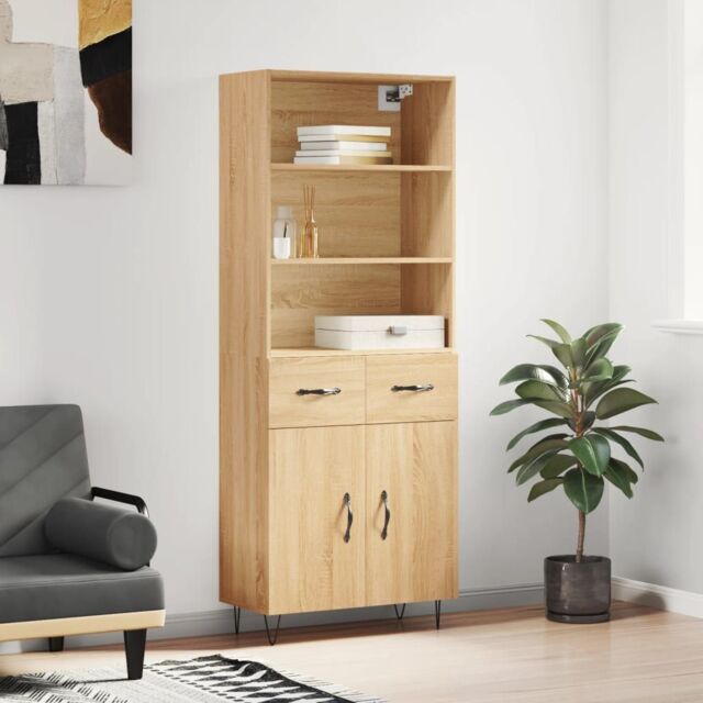 Berkfield Home Highboard Sonoma Oak 69.5x34x180 cm Engineered Wood in Brown - image 1