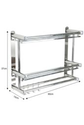 Living and Home 2-Tier Wall Mounted Stainless Steel Bathroom Shelf with Towel Bars in Silver - thumbnail 2