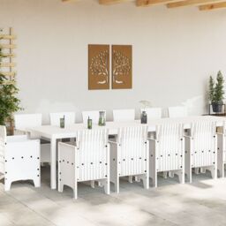 Berkfield Home 15 Piece Garden Dining Set with Cushions White Poly Rattan - thumbnail 3