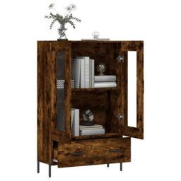 Berkfield Home Highboard Smoked Oak 69.5x31x115 cm Engineered Wood in Brown - thumbnail 4