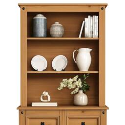 NESTLUNE Sideboard Hutch Top Small Buffet Dresser Solid Mexican Wood in Brown - Size: 100 cm x 15 cm - thumbnail 4