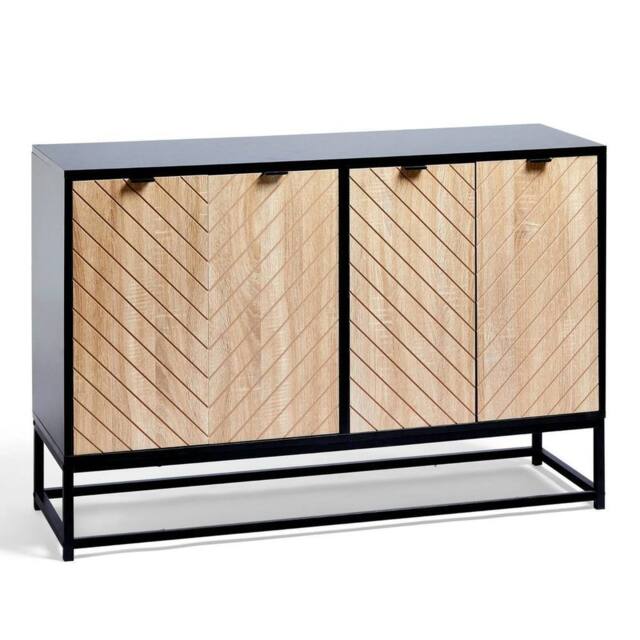 NESTLUNE Sideboard 4 Door for Living Room, 120cm Storage in Brown - Size: 100 cm x 15 cm - image 1