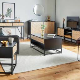 NESTLUNE Sideboard 4 Door for Living Room, 120cm Storage in Brown - Size: 100 cm x 15 cm - thumbnail 5