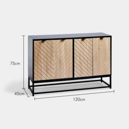 NESTLUNE Sideboard 4 Door for Living Room, 120cm Storage in Brown - Size: 100 cm x 15 cm - thumbnail 2
