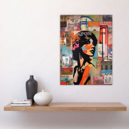 Artery8 Wall Art Print Stencil On City Poster Wall Young Woman Portrait Over Flyposter Adverts Vibrant Colourful Bold Pop Art Modern Painting Poster - thumbnail 4