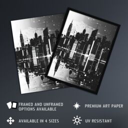 "Artery8 Metropolis Cityscape Reflection Black White Wall Art Print - Size: W12"" x H16""" - thumbnail 2
