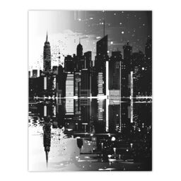 "Artery8 Metropolis Cityscape Reflection Black White Wall Art Print - Size: W12"" x H16""" - thumbnail 1