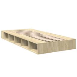 Berkfield Home Durable Bed Frame without Mattress Sonoma Oak 75x190 cm Small Single in Light Oak - thumbnail 1
