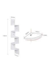 Living and Home 5 Tier Corner Bookcase Wooden Zigzag Floating Corner Bookshelf in White - thumbnail 2