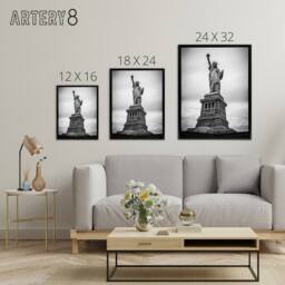 "Artery8 Statue Of Liberty USA New York Framed Canvas Wall Art Print in Grey - Size: W12"" x H16""" - thumbnail 4