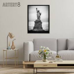 "Artery8 Statue Of Liberty USA New York Framed Canvas Wall Art Print in Grey - Size: W12"" x H16""" - thumbnail 3