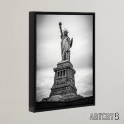 "Artery8 Statue Of Liberty USA New York Framed Canvas Wall Art Print in Grey - Size: W12"" x H16""" - thumbnail 2