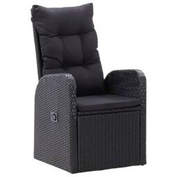 Berkfield Home Beautiful 5 Piece Garden Dining Set with Cushions Black Poly Rattan - thumbnail 3