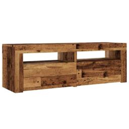 Berkfield Home TV Cabinet with LED Lights Old Wood 120x35x40 cm Engineered Wood in Brown - Size: 120 x 35 x 40 cm - thumbnail 6