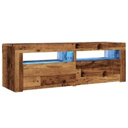 Berkfield Home TV Cabinet with LED Lights Old Wood 120x35x40 cm Engineered Wood in Brown - Size: 120 x 35 x 40 cm - thumbnail 3