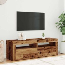 Berkfield Home TV Cabinet with LED Lights Old Wood 120x35x40 cm Engineered Wood in Brown - Size: 120 x 35 x 40 cm - thumbnail 4