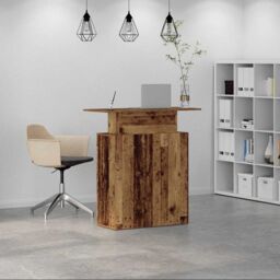 Berkfield Home Reception Desk Old Wood 100x40x104 cm Engineered Wood in Brown - Size: 100 x 40 x 104 cm - thumbnail 3