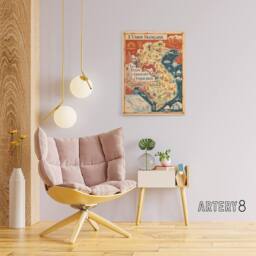 "Artery8 1948 Map Associated States of Indochina Canvas Wall Art Print in Red - Size: W18"" x H24""" - thumbnail 3