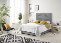 Somnior Platinum Ortho Sprung Memory Foam Mattress with Divan Bed with Headboard Linen Fabric in Dark Grey - Size: Small Double - thumbnail 2