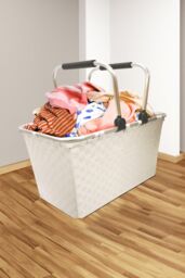 Arpan Laundry Basket Large White Toy Storage Shopping Hamper Aluminium Frame - thumbnail 2