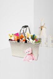Arpan Laundry Basket Large White Toy Storage Shopping Hamper Aluminium Frame - thumbnail 3