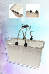 Arpan Laundry Basket Large White Toy Storage Shopping Hamper Aluminium Frame - thumbnail 4