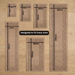 Smart Living Plain Heavy Duty Machine Washable Hallway Kitchen Non Slip Door Mat in Beige - Size: 80 cm x 300 cm - thumbnail 3
