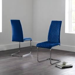 Cheshire Montero Elegant Velvet Cantilever Dining Chairs - Blue - Set of 4 - thumbnail 4