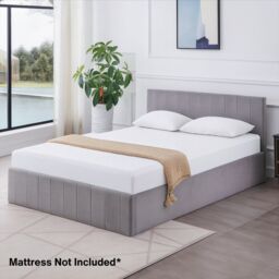 KOSY KOALA Ottoman Bed Gas Lift Storage Grey 4ft Small Double Line Pattern Velvet Bedroom - thumbnail 4