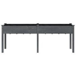 Berkfield Home Planter with Liner Grey 203x53x76 cm Solid Wood Fir - Size: 203 x 53 x 76 cm - thumbnail 4