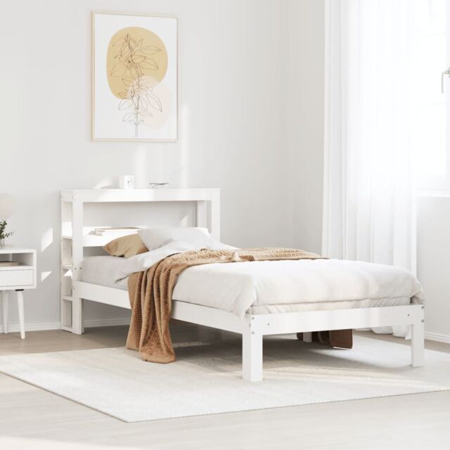Berkfield Home Bed Frame with Headboard without Mattress White 75x190 cm Small Single - image 1