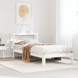 Berkfield Home Bed Frame with Headboard without Mattress White 75x190 cm Small Single - thumbnail 1