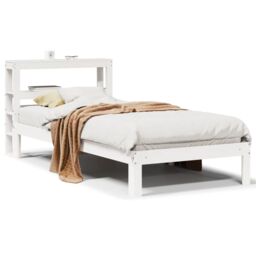 Berkfield Home Bed Frame with Headboard without Mattress White 75x190 cm Small Single - thumbnail 2