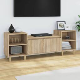 Berkfield Home TV Cabinet Sonoma Oak 160x35x55 cm Engineered Wood in Light Oak - Size: 160 x 35 x 55 cm - thumbnail 2