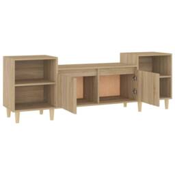 Berkfield Home TV Cabinet Sonoma Oak 160x35x55 cm Engineered Wood in Light Oak - Size: 160 x 35 x 55 cm - thumbnail 7