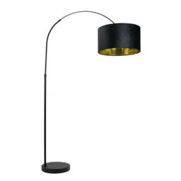 ValueLights Louis Black Arched Floor Lamp with Velvet Drum Metallic Gold Inner Shade - thumbnail 2