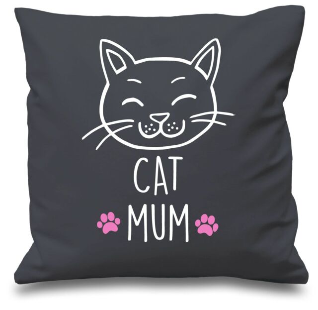 "60 SECOND MAKEOVER Grey Cushion Cover Cat Mum 16"" x 16"" Mum Friend Gift Decorative - Size: 40 cm x 40 cm"