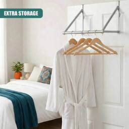 NESTLUNE Clothes Rail Drying Rack Organiser Rod in Silver - thumbnail 5